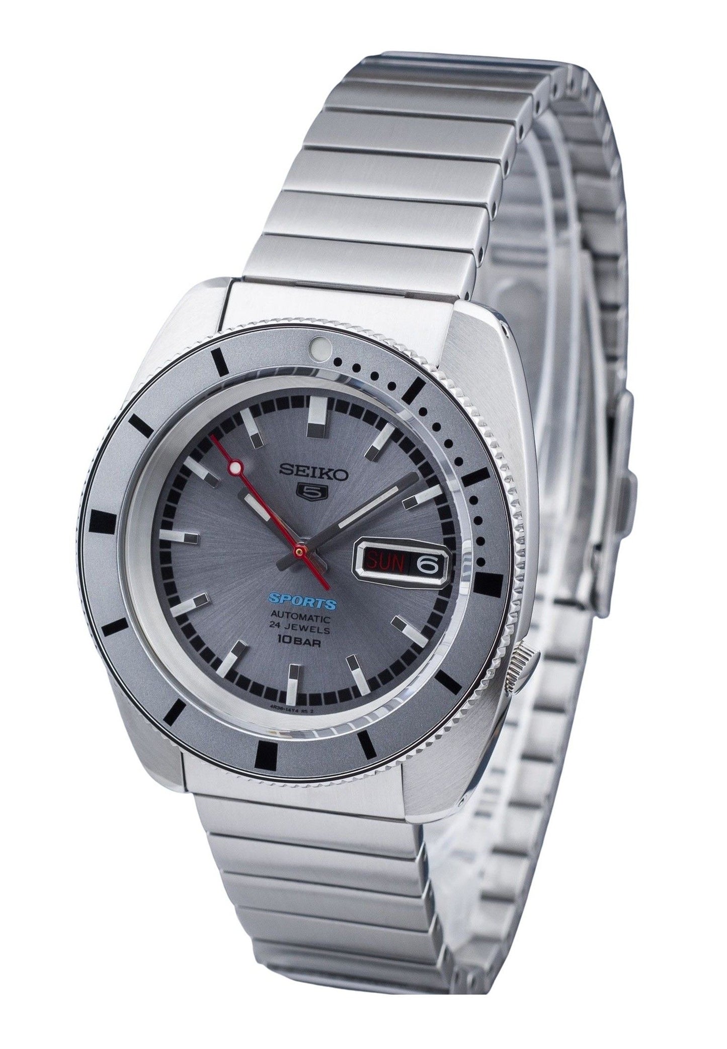 Seiko 5 Sports 1968 Recreation Limited Edition Silver Grey Dial Automatic SRPL03K1 100M Men's Watch With Extra Strap
