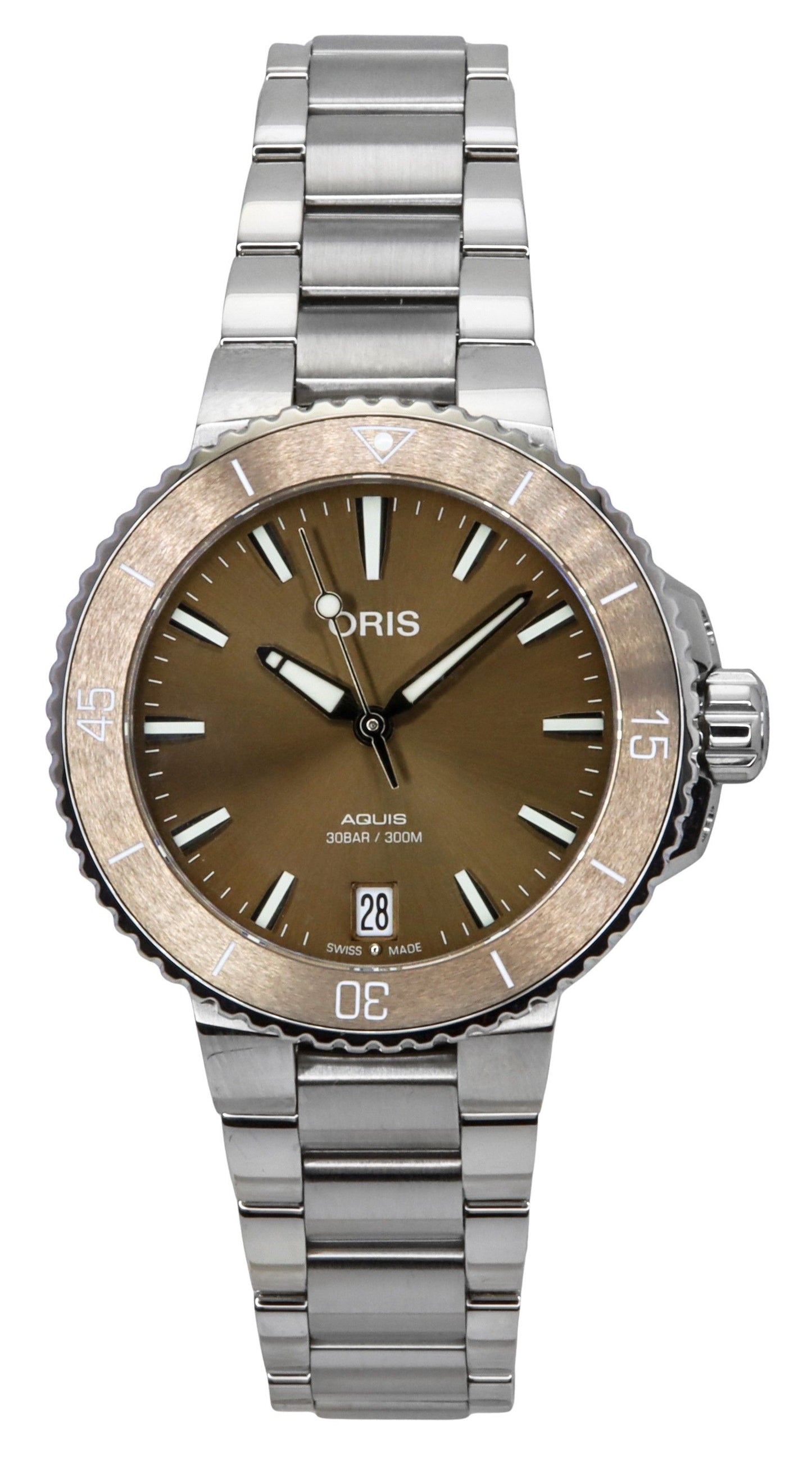 Oris Aquis Date Stainless Steel Brown Dial Automatic 01 733 7731 4156-07 8 18 05P 300M Unisex Watch