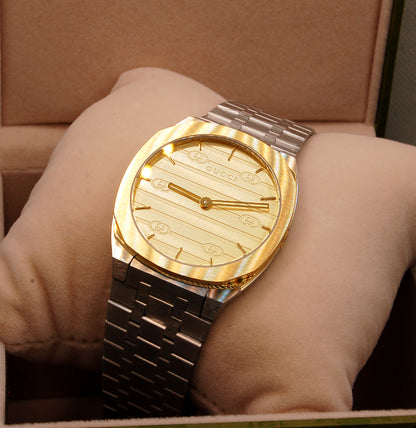 GUCCI 25H Gold/Steel Quartz Watch for Men/Unisex - YA163405