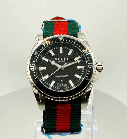 GUCCI Men's Quartz Watch, Model DIVE, Black/Fabric - YA136206