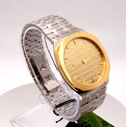 GUCCI 25H Gold/Steel Quartz Watch for Men/Unisex - YA163405