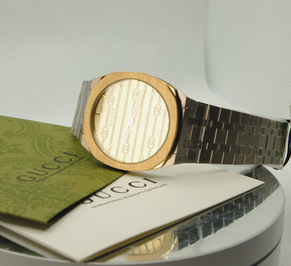 GUCCI 25H Gold/Steel Quartz Watch for Men/Unisex - YA163405