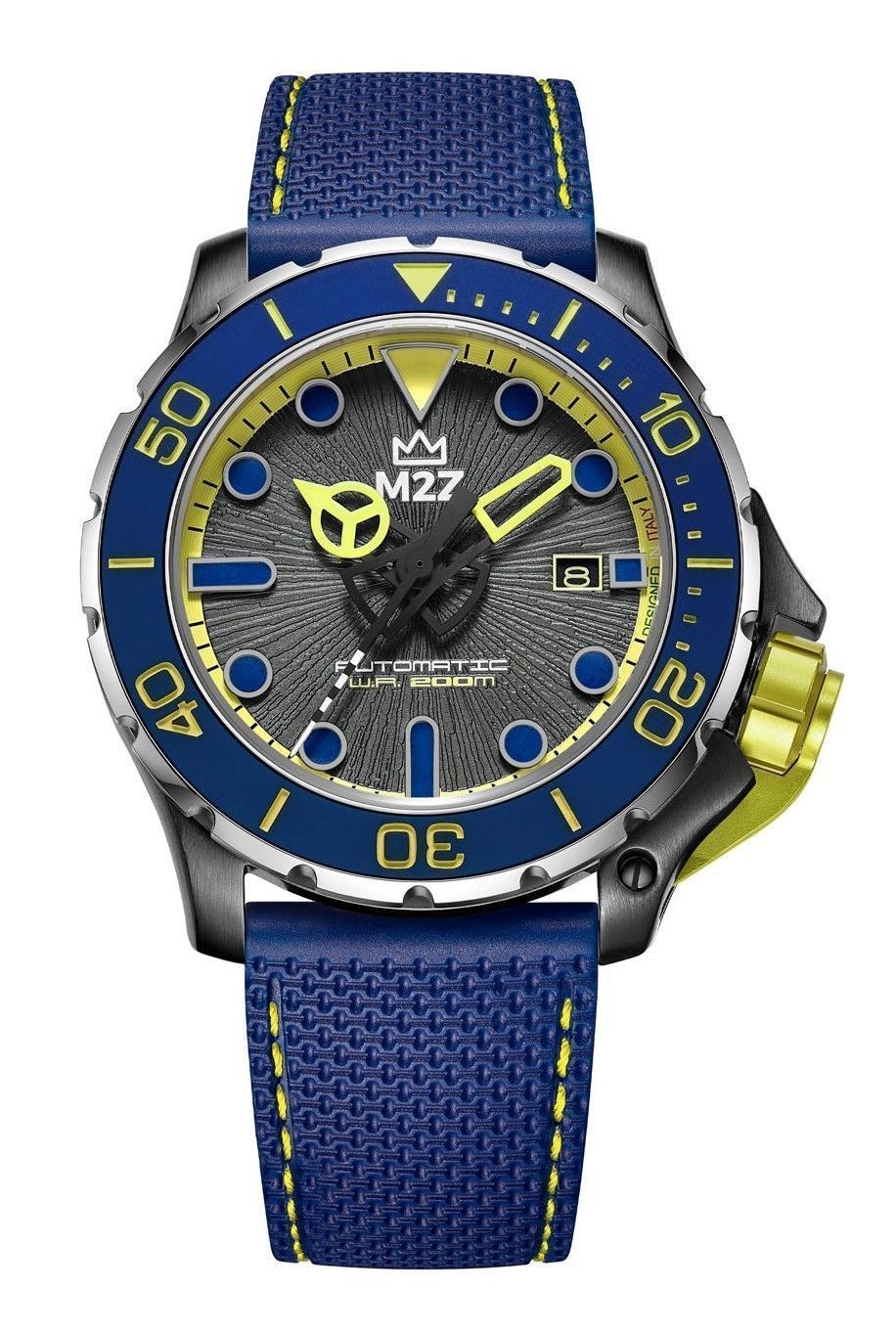 M2Z Diver 200 Sapphire Glass Blue Strap Grey Dial Automatic Diver's 200-006B 200M Men's Watch