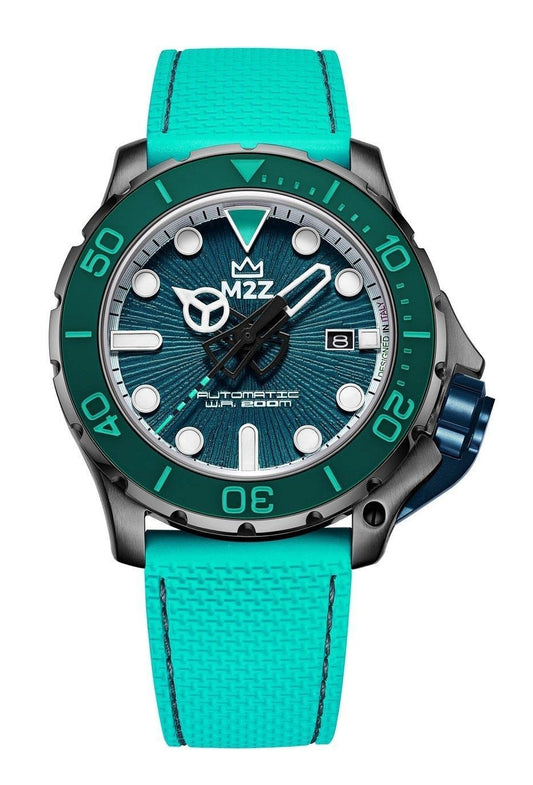 M2Z Diver 200 Sapphire Glass Gray Green Strap Green Dial Automatic Diver's 200-011 200M Men's Watch