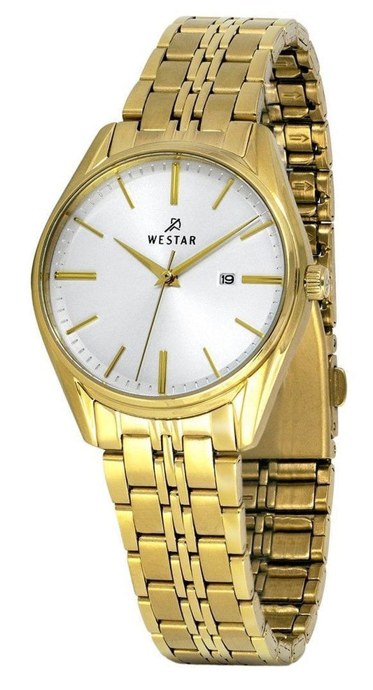 Westar Profile Gold Tone Stainless Steel White Dial Quartz 40210GPN107 Women's Watch