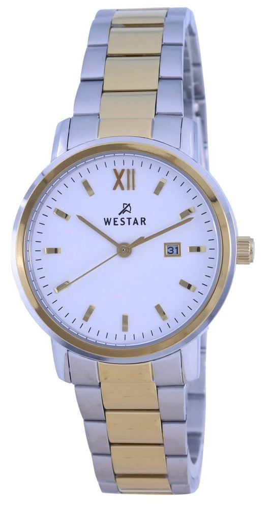 Westar White Dial Two Tone Stainless Steel Quartz 40245 CBN 101 Women's Watch