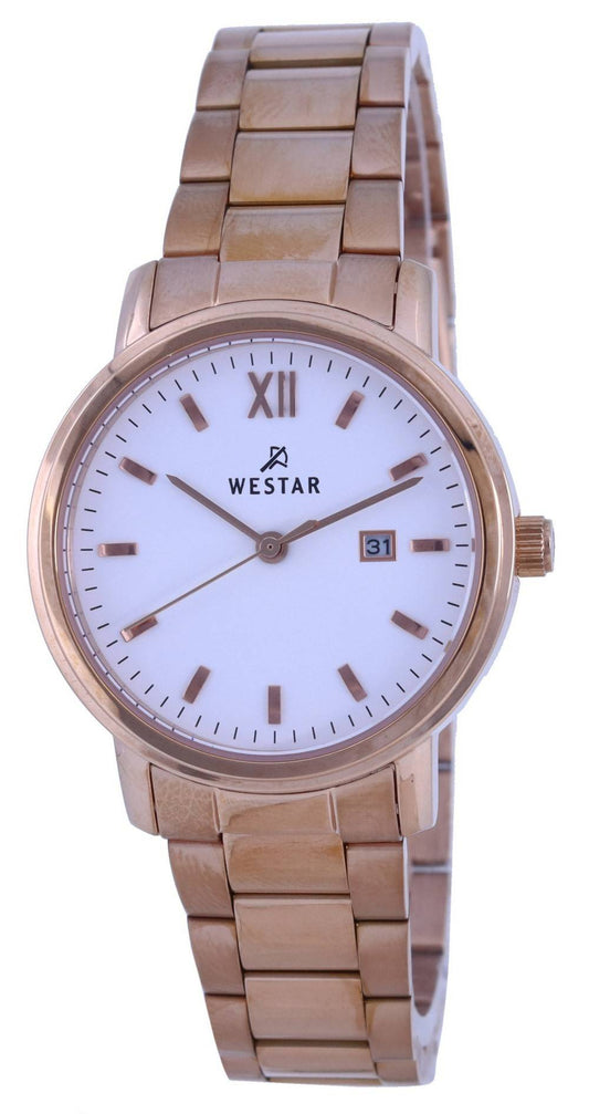 Westar White Dial Rose Gold Tone Stainless Steel Quartz 40245 PPN 601 Women's Watch