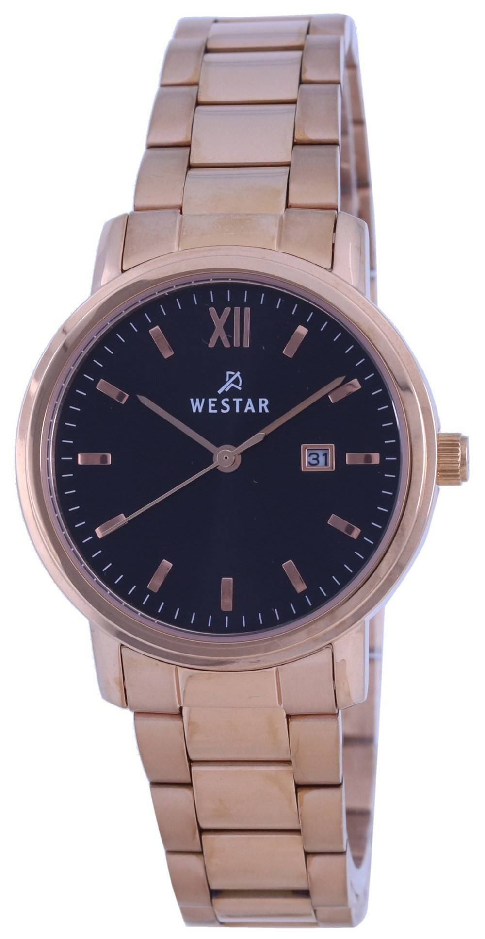 Westar Black Dial Rose Gold Tone Stainless Steel Quartz 40245 PPN 603 Women's Watch