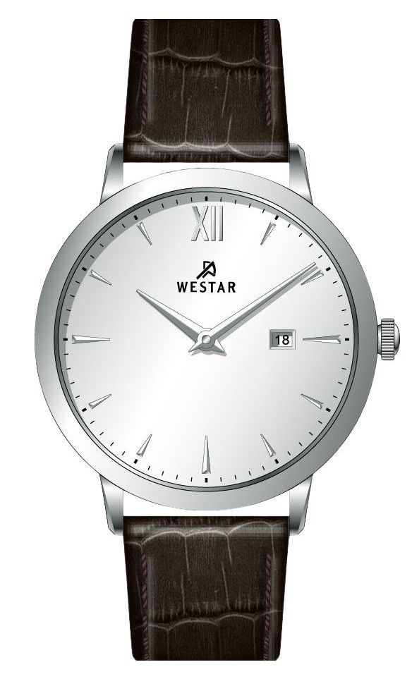 Westar Profile Leather Strap Silver Dial Quartz 50214STN127 Men's Watch