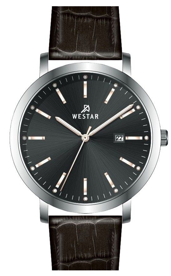 Westar Profile Leather Strap Black Dial Quartz 50216STN623 Men's Watch