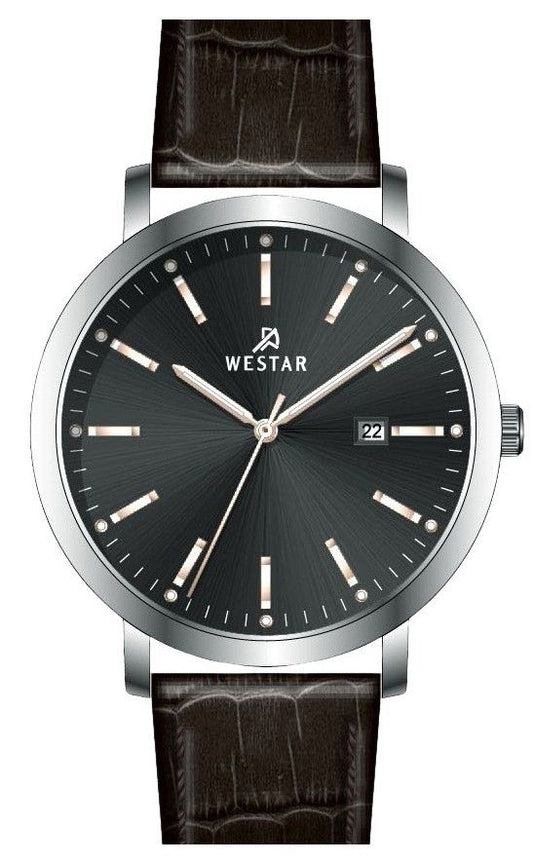 Westar Profile Leather Strap Black Dial Quartz 50216STN623 Men's Watch