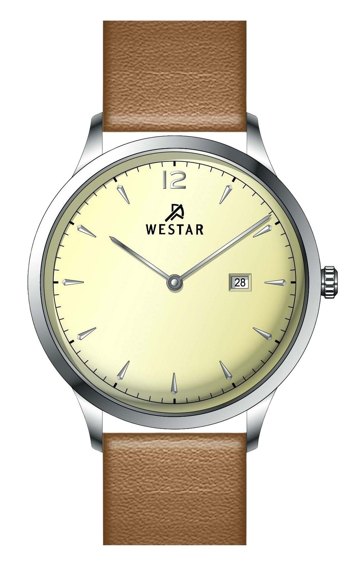 Westar Profile Leather Strap Light Champagne Dial Quartz 50217STN182 Men's Watch