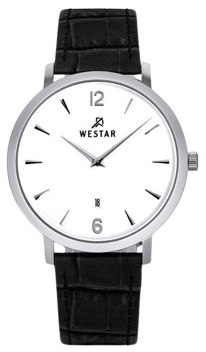 Westar Profile Leather Strap White Dial Quartz 50219STN101 Men's Watch