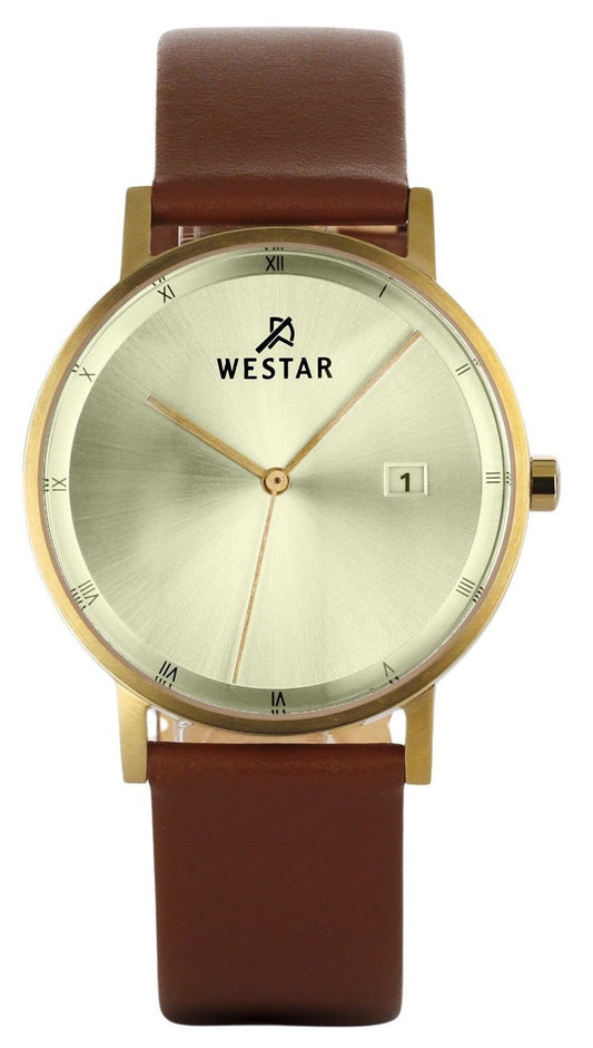 Westar Profile Leather Strap Light Champagne Dial Quartz 50221GPN122 Men's Watch