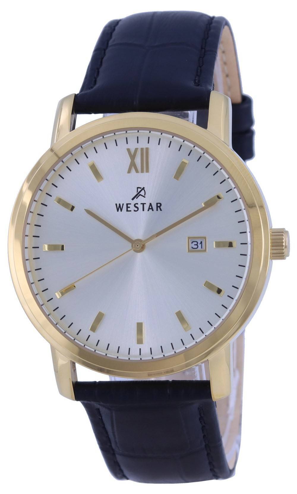 Westar Silver Dial Leather Strap Quartz 50244 GPN 102 Men's Watch