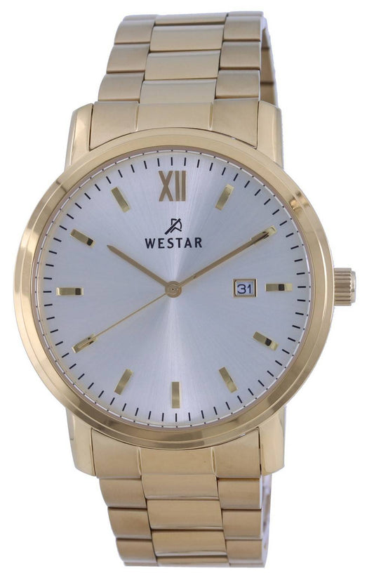 Westar Silver Dial Gold Tone Stainless Steel Quartz 50245 GPN 102 Men's Watch