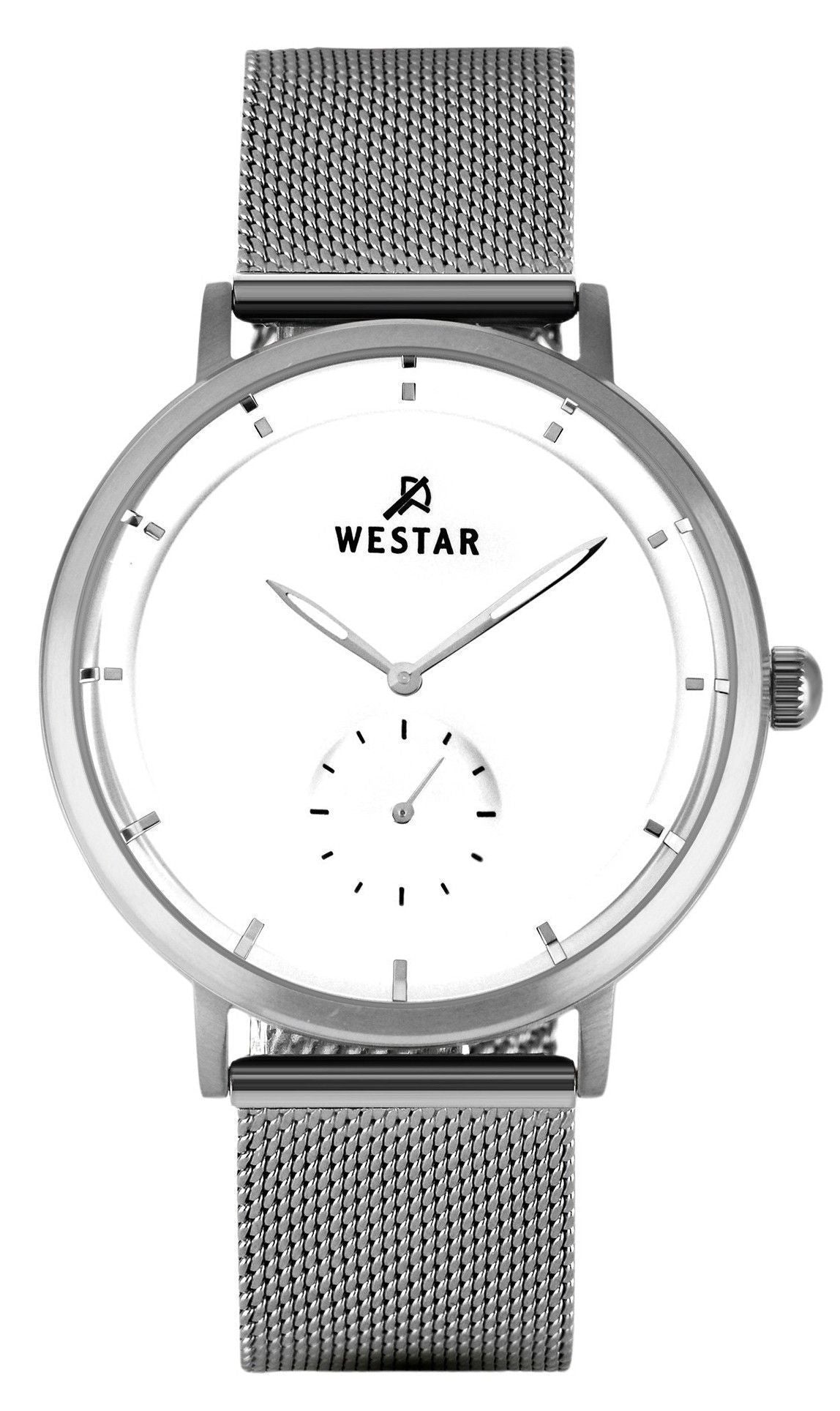 Westar Profile Stainless Steel Mesh White Dial Quartz 50247STN101 Men's Watch