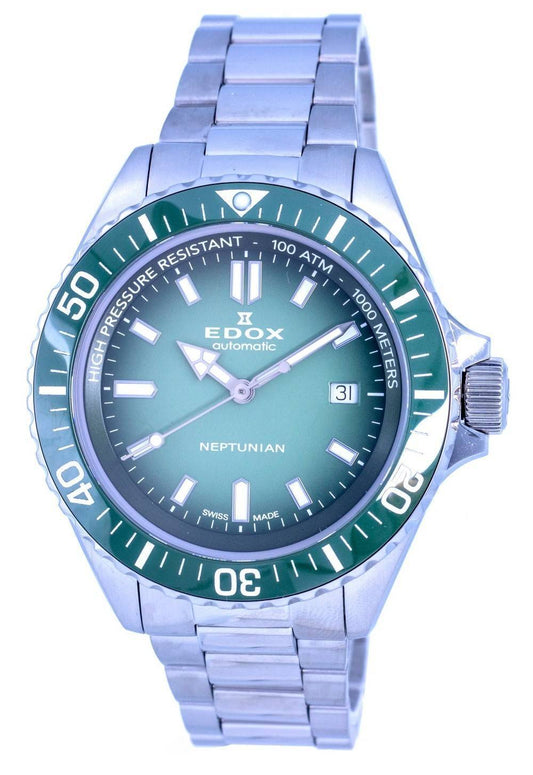 Edox SkyDiver Diver's Stainless Steel Green Dial Automatic 801203VMVDN1 80120 3VM VDN1 1000M Men's Watch