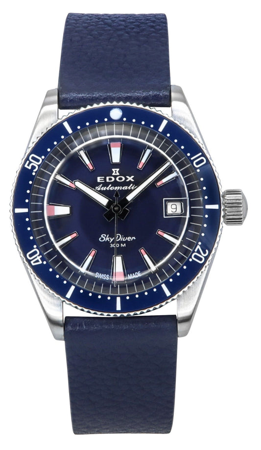 Edox Skydiver Limited Special Blue Dial Automatic Diver's 80131 3BUC BUICO 300M Men's Watch With Extra Strap