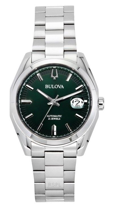 Bulova Surveyor Stainless Steel Green Dial Automatic 96B429 Men's Watch