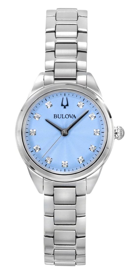 Bulova Sutton Diamond Accents Stainless Steel Light Blue Dial Quartz 96P250 Women's Watch