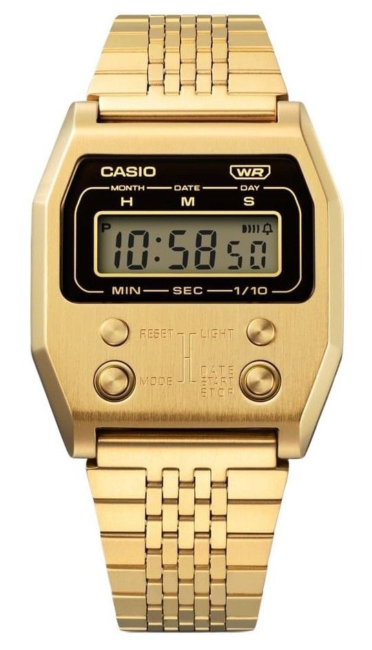 Casio Vintage Digital Gold Ion Plated Stainless Steel Quartz A1100G-5 Unisex Watch