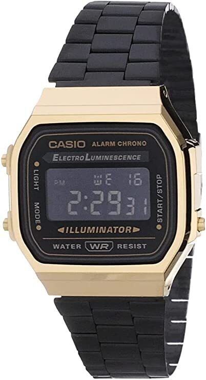 Casio Vintage Chronograph Alarm Digital A168WEGB-1B Unisex Watch