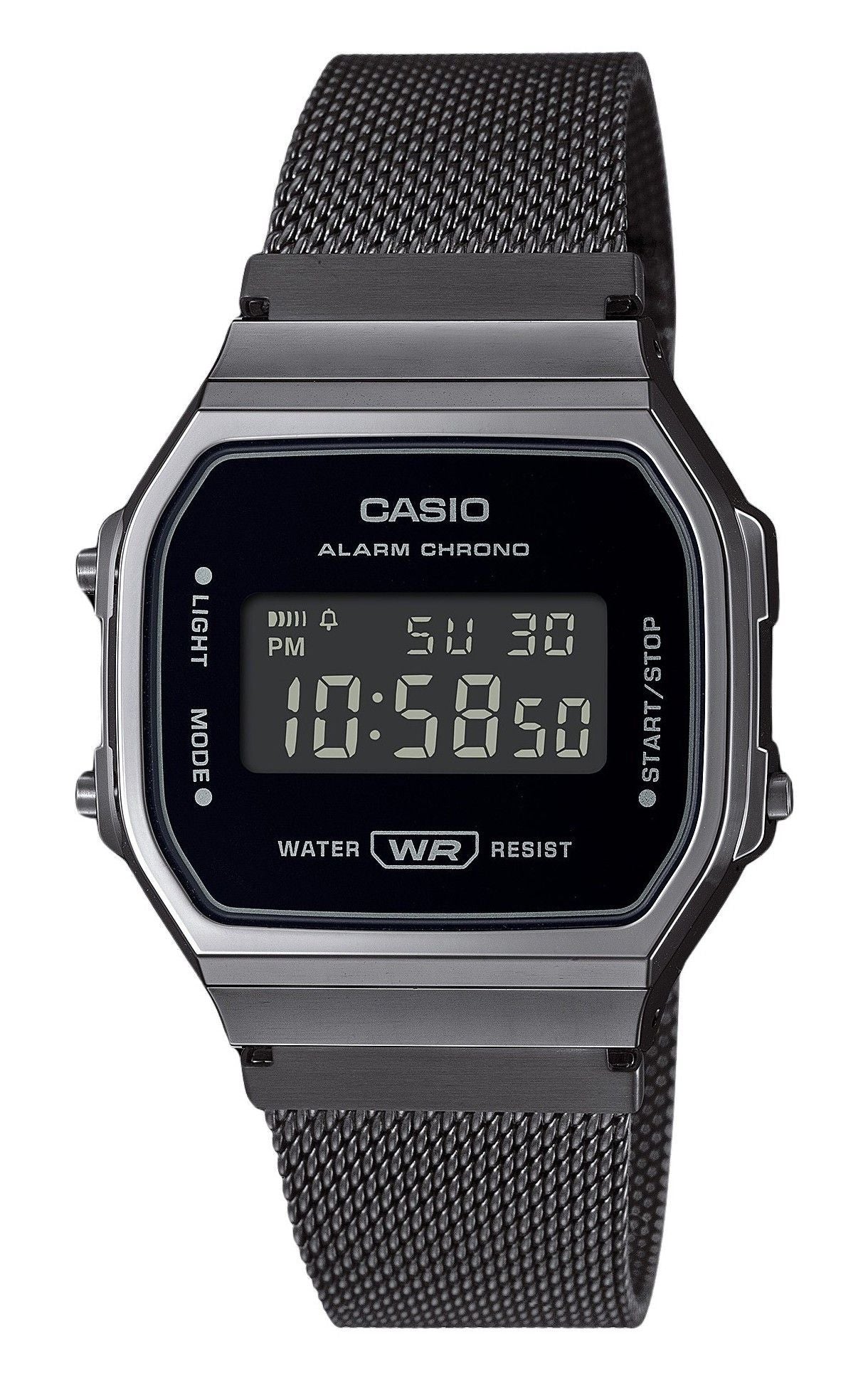 Casio Vintage Digital Stainless Steel Mesh Bracelet Quartz A168WEMB-1B Unisex Watch