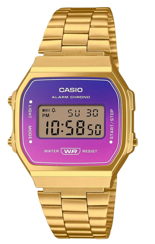 Casio Vintage Digital Gold Tone Stainless Steel Bracelet Quartz A168WERG-2A Unisex Watch