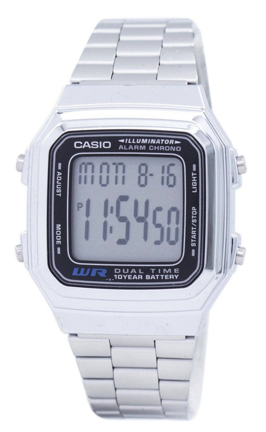 Casio Digital Stainless Steel Alarm Chrono Dual Time A178WA-1ADF A178WA-1A Men's Watch