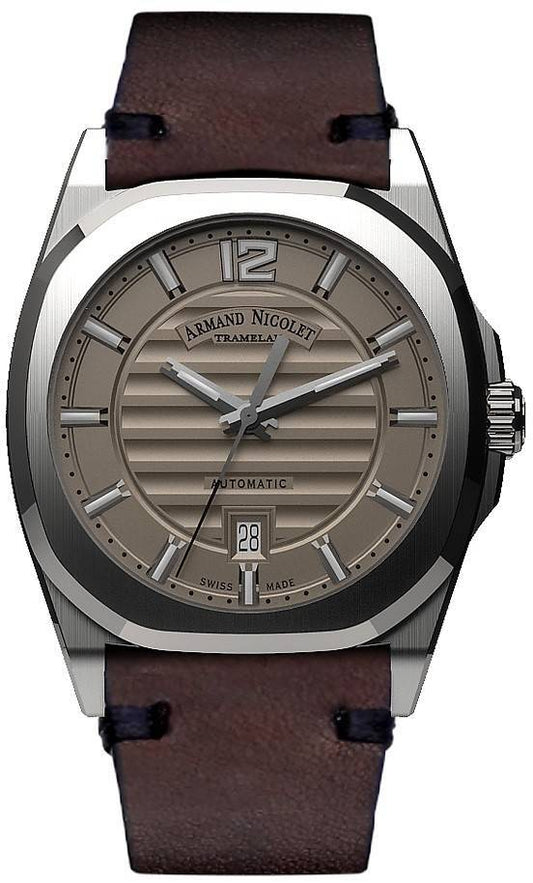 Armand Nicolet Tramelan J09 Gray Dial Automatic A660AAA-GR-PK4140TM Calf Leather Strap Men's Watch