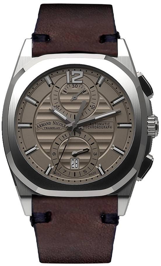 Armand Nicolet Tramelan J09 Chronograph Grey Dial Automatic A668AAA-GR-PK4140TM Calf Leather Strap Men's Watch