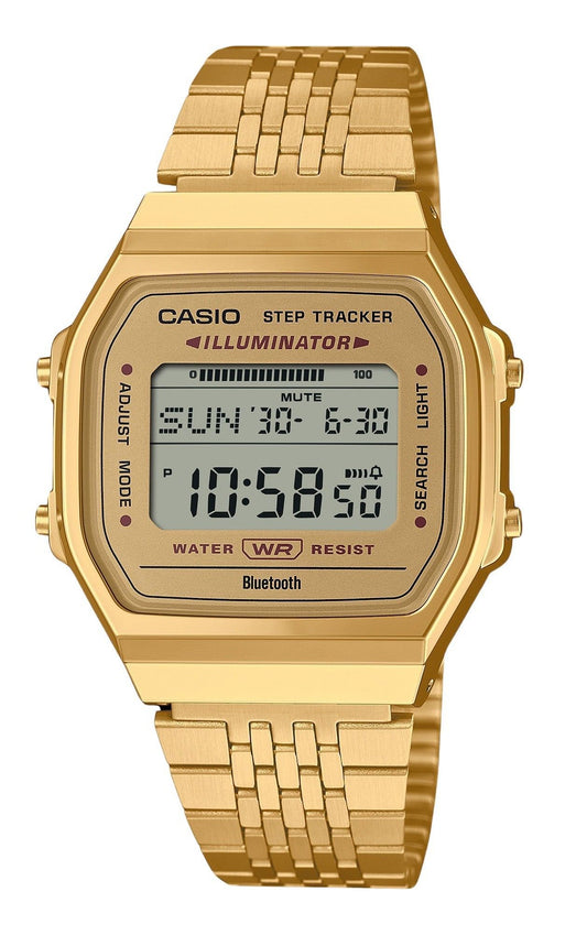 Casio Vintage Digital Smartphone Link Gold Tone Stainless Steel Quartz ABL-100WEG-9A Unisex Watch