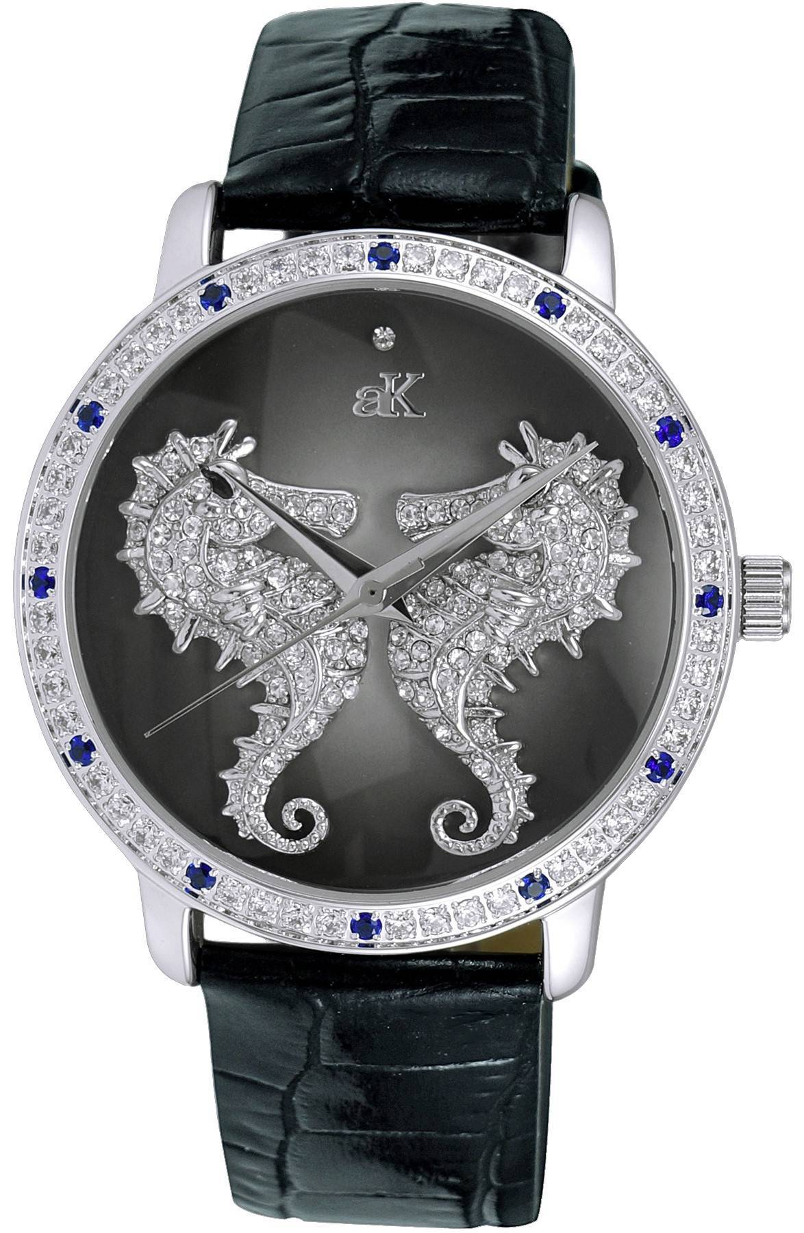 Adee Kaye Seahorsee Collection Crystal Accents Black Dial Quartz AK2002-LBU Women's Watch