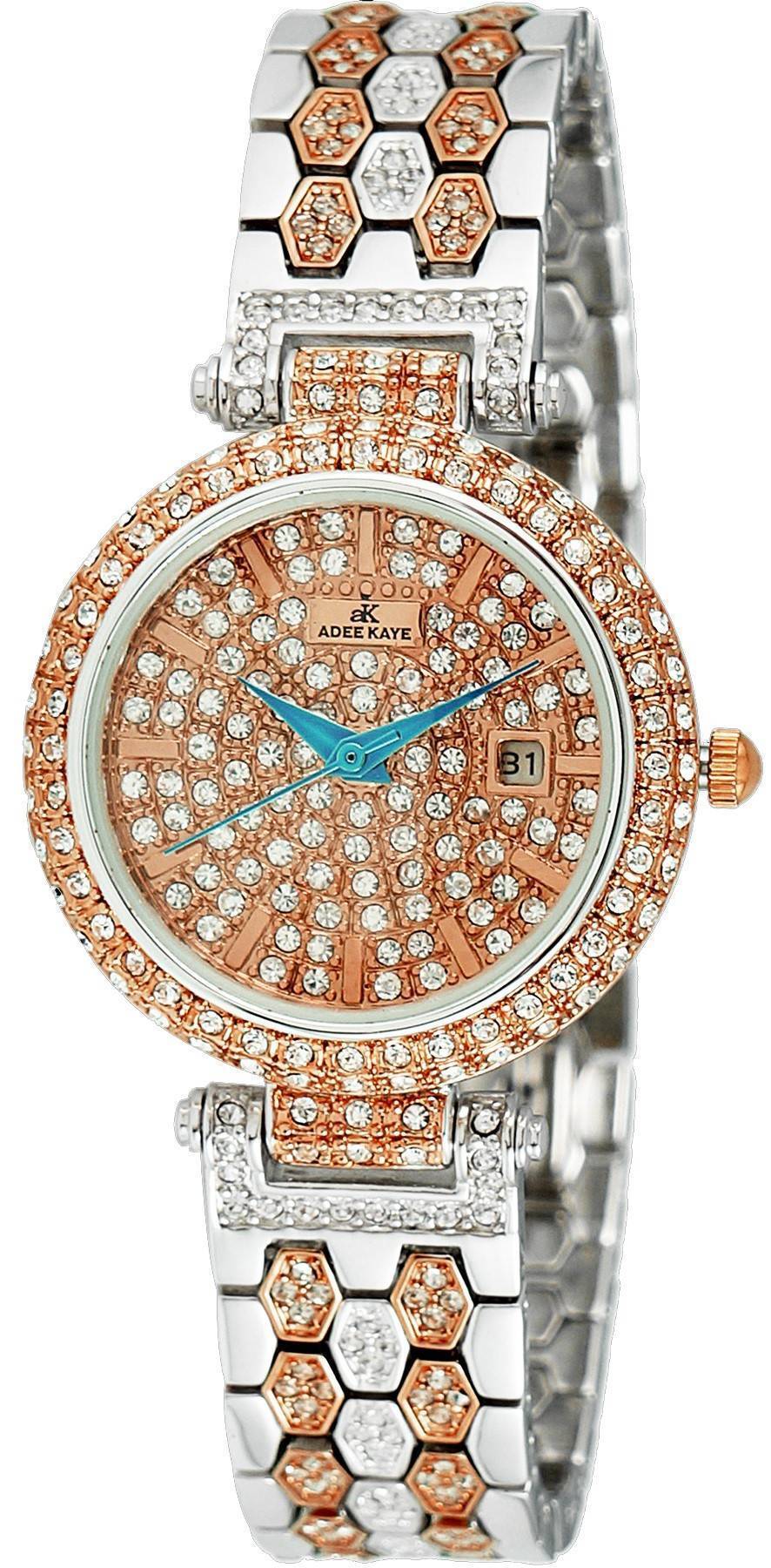 Adee Kaye Finess Crystal Accents Gold Tone Dial Quartz AK2526-L2R Women's Watch