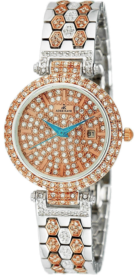 Adee Kaye Finess Crystal Accents Gold Tone Dial Quartz AK2526-L2R Women's Watch