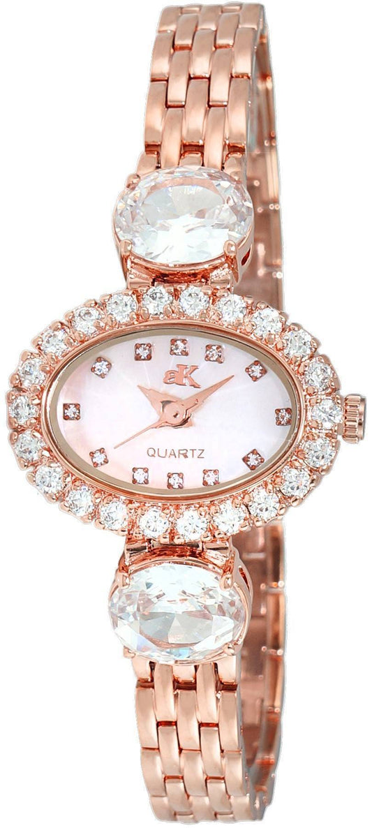 Adee Kaye Fancy Collection Crystal Accents Mother Of Pearl Dial Quartz AK2730-R Women's Watch