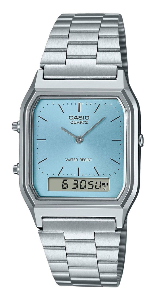 Casio Vintage Analog Digital Turquoise Blue Dial Quartz AQ-230A-2A1 Unisex Watch