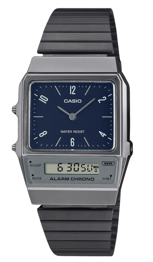 Casio Vintage Analog Digital Dual Time Stainless Steel Bracelet Blue Dial Quartz AQ-800EB-2A Unisex Watch