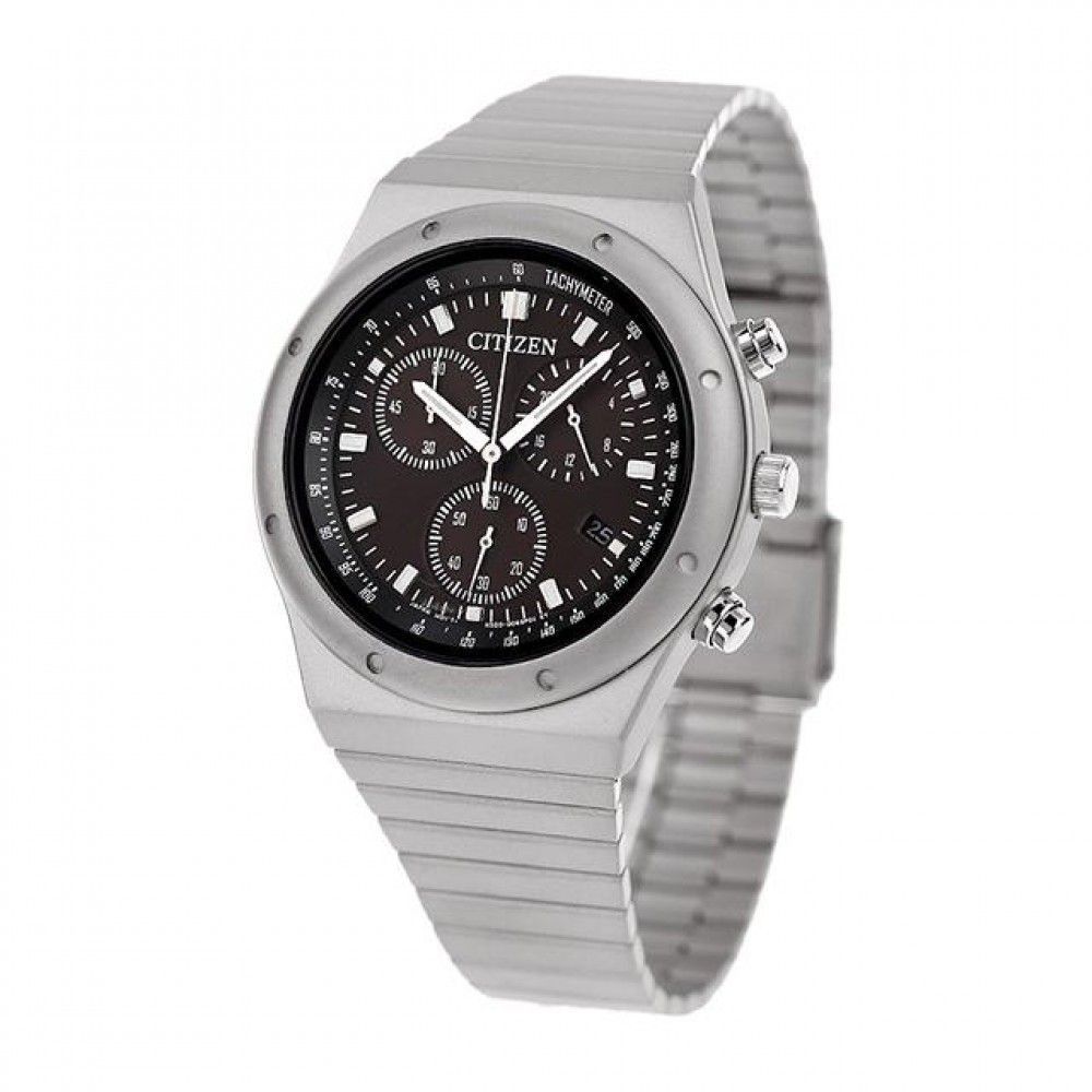 Citizen Eco-Drive Chronograph Stainless Steel Black Dial AT2540-57E Men's Watch