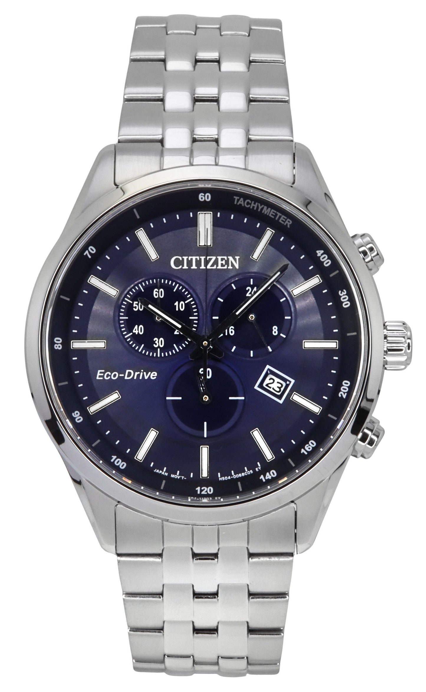 Citizen Eco-Drive Chronograph Stainless Steel Blue Dial AT2570-56L 100M Men's Watch