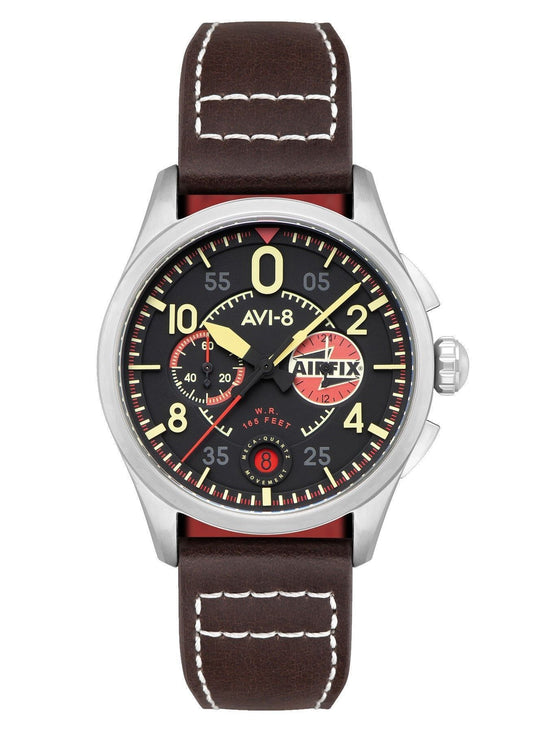 AVI-8 Spitfire Lock Chronograph Airfix Edition Raven Black Dial Quartz AV-4089-09 Men's Watch