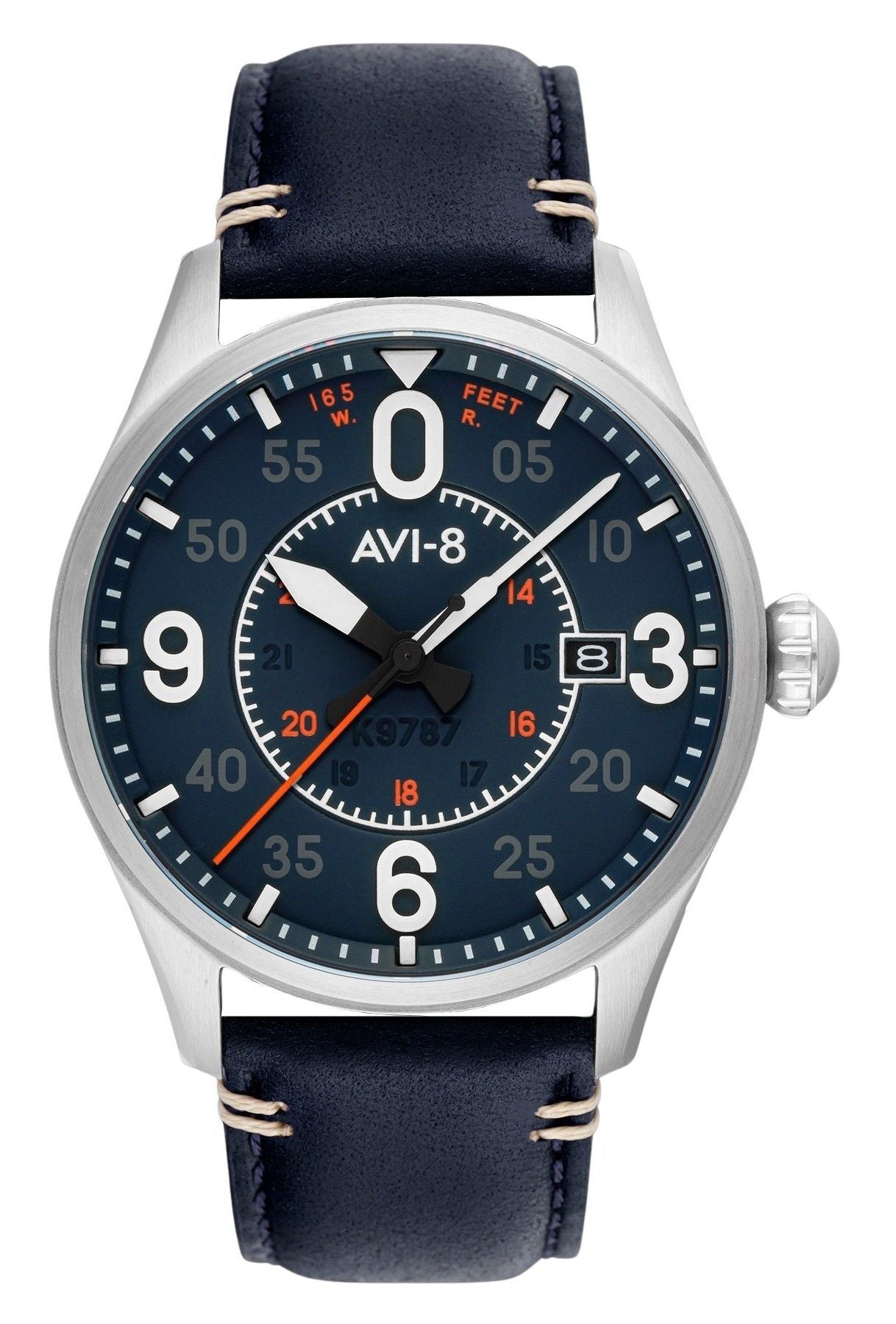 AVI-8 Spitfire Smith Birmingham Leather Strap Blue Dial Automatic AV-4090-02 Men's Watch