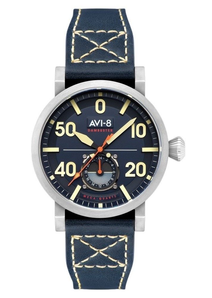 AVI-8 Dambuster Chadwick Meca-Quartz Cobalt Blue Leather Strap Blue Dial AV-4113-01 Men's Watch