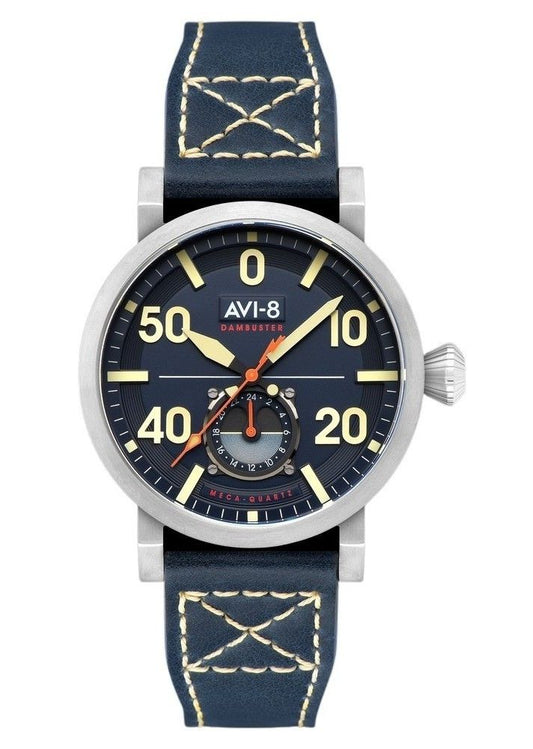 AVI-8 Dambuster Chadwick Meca-Quartz Cobalt Blue Leather Strap Blue Dial AV-4113-01 Men's Watch