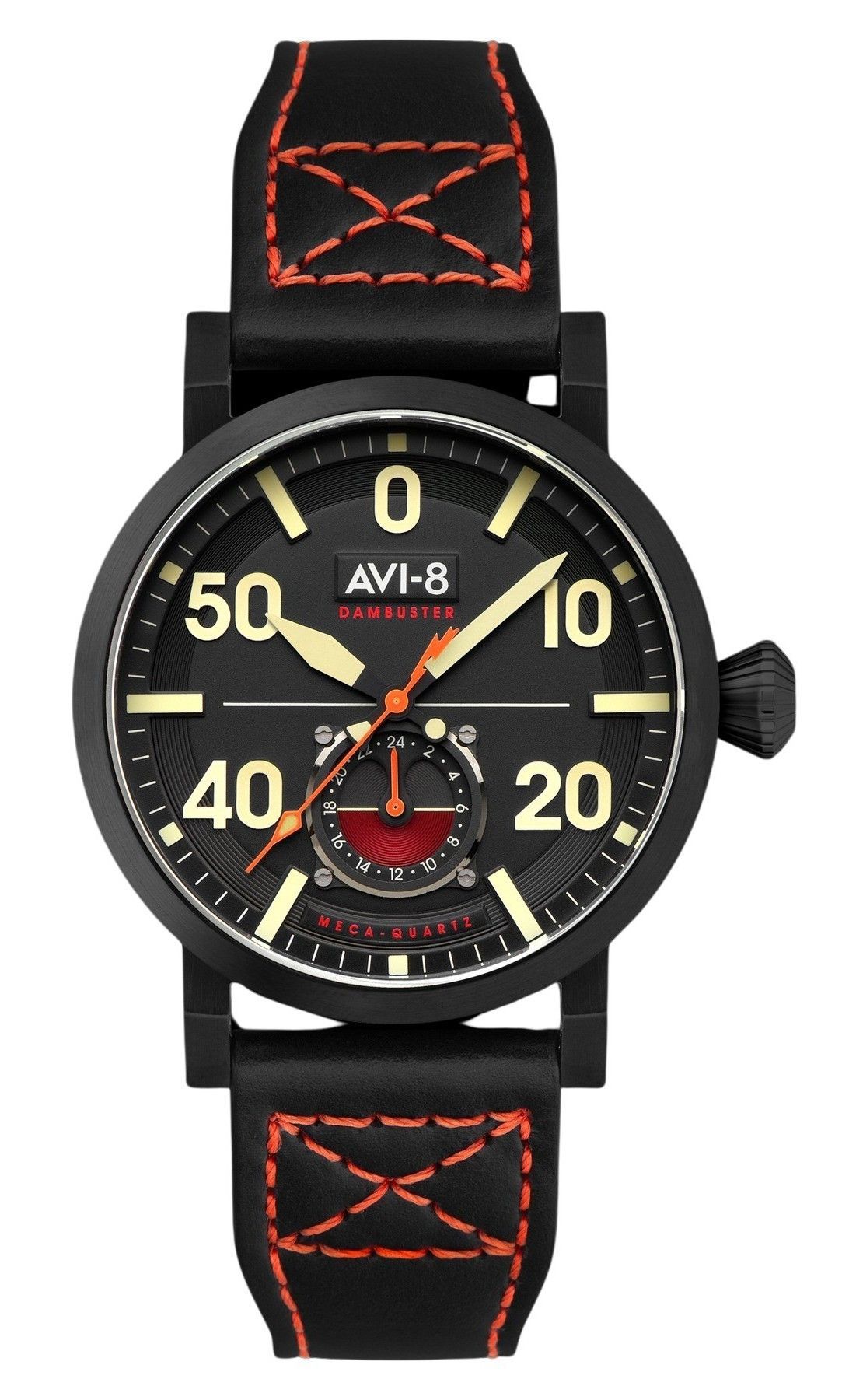 AVI-8 Dambuster Chadwick Meca-Quartz Coal Black Leather Strap Black Dial AV-4113-03 Men's Watch