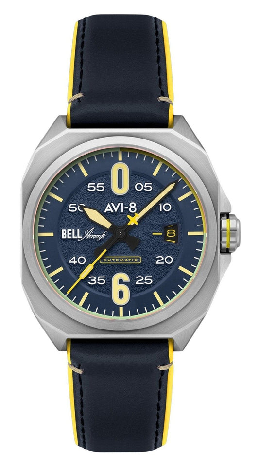 AVI-8 Bell X-1 Machbuster Automatic Catalina Blue Leather Strap Blue Dial AV-4115-03 Men's Watch