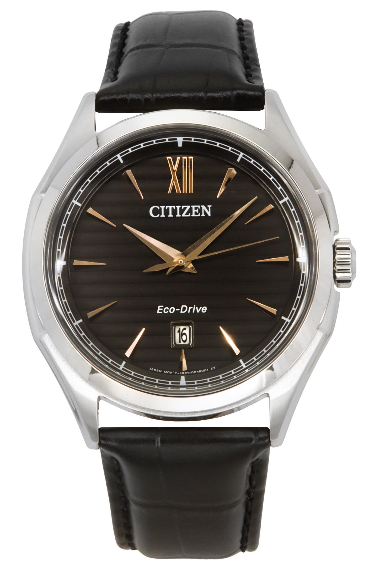 Citizen Eco-Drive Leather Strap Black Dial AW1750-18E 100M Men's Watch