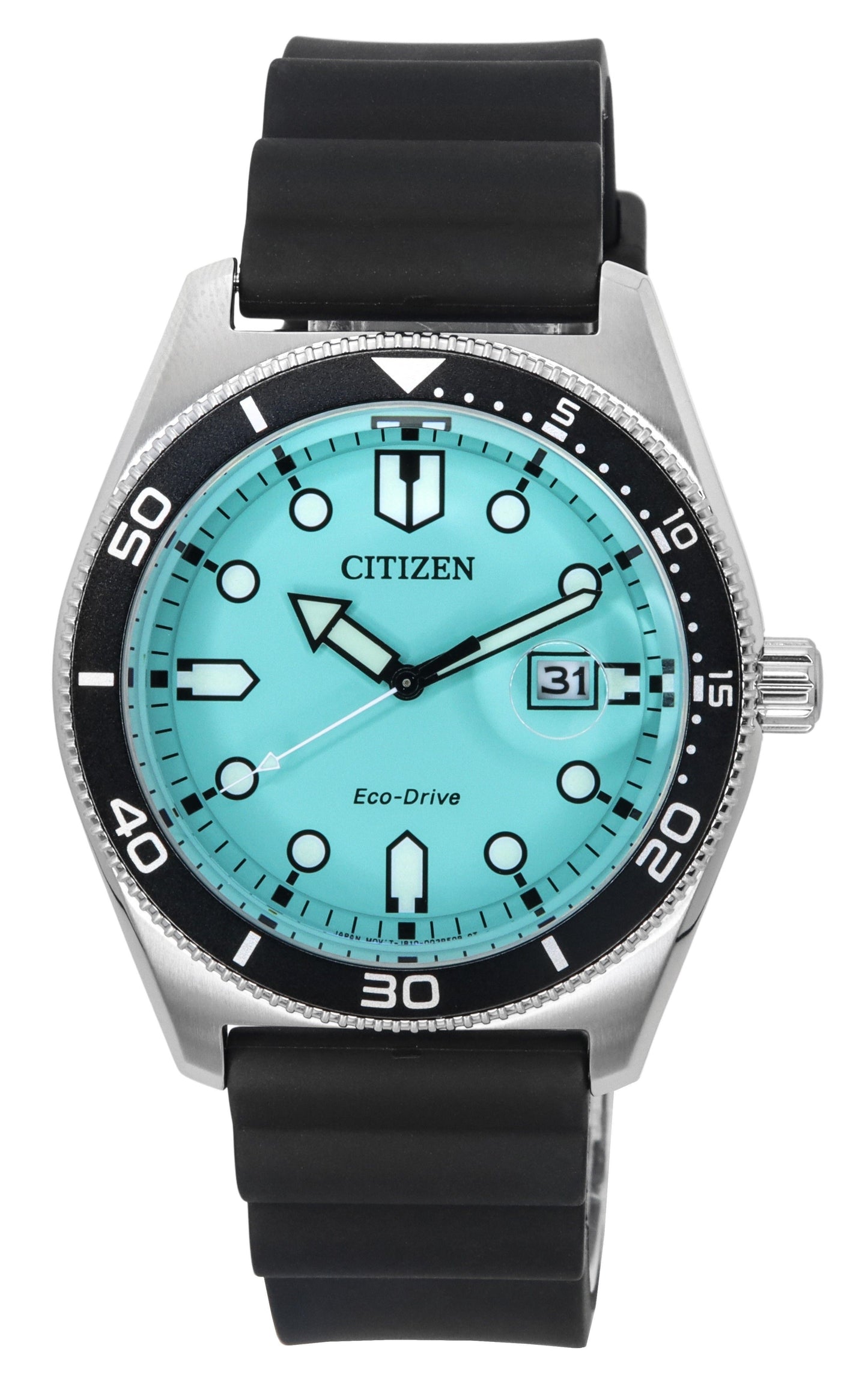 Citizen Eco-Drive Rubber Strap Turquoise Dial AW1760-14X 100M Men's Watch