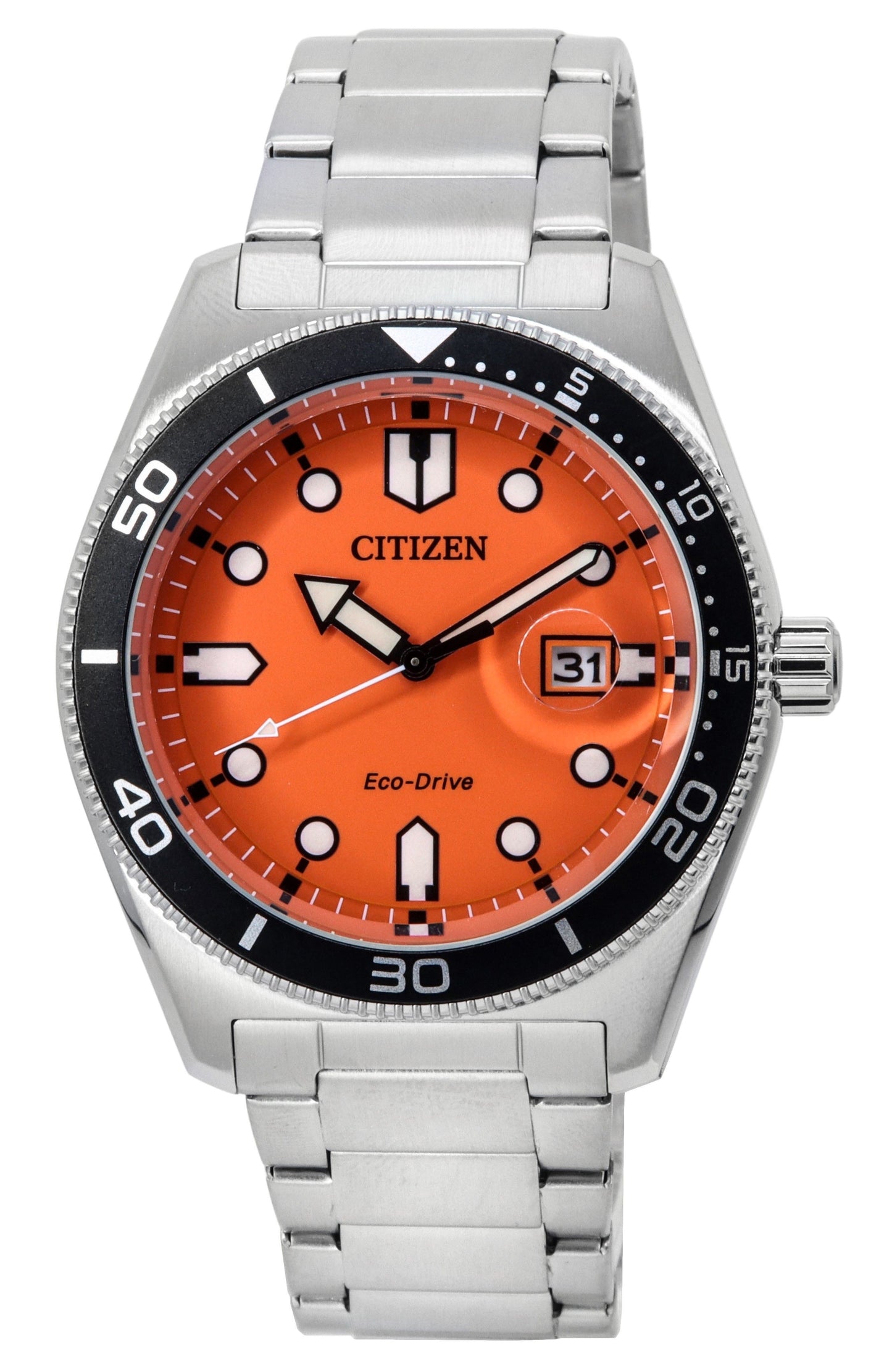 Citizen Eco-Drive Stainless Steel Orange Dial AW1760-81X 100M Men's Watch